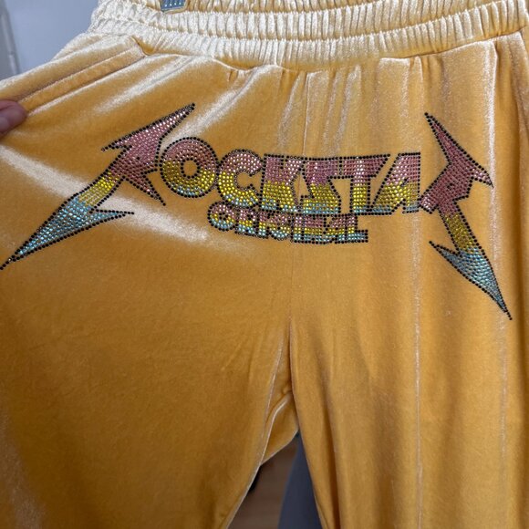 Rockstar Original Yellow Velour Jogger Pants S - Picture 4 of 5